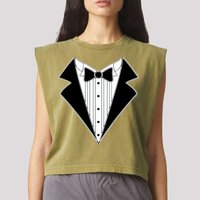 Black Tux Tuxedo Garment-Dyed Women's Muscle Tee