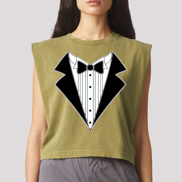 Black Tux Tuxedo Garment-Dyed Women's Muscle Tee