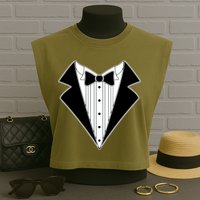 Black Tux Tuxedo Garment-Dyed Women's Muscle Tee