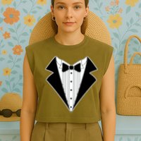 Black Tux Tuxedo Garment-Dyed Women's Muscle Tee
