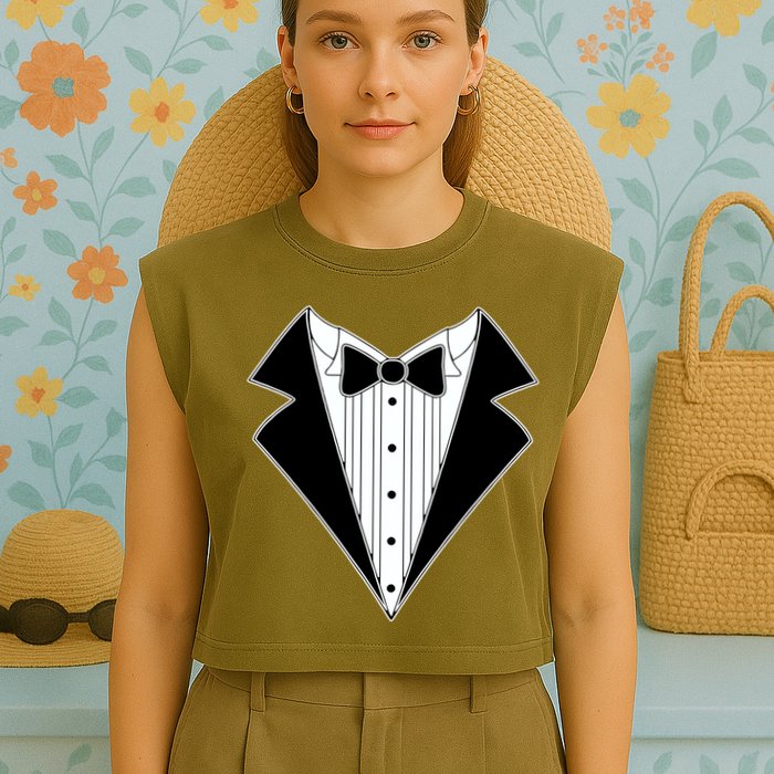 Black Tux Tuxedo Garment-Dyed Women's Muscle Tee