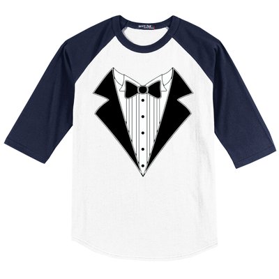 Black Tux Tuxedo Baseball Sleeve Shirt