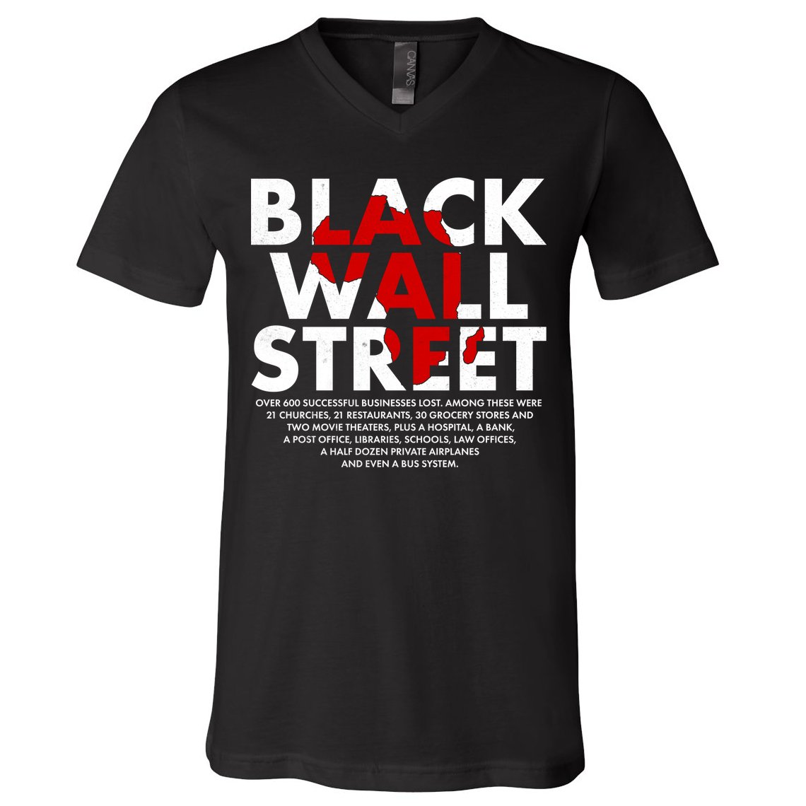 Black Wall Street Black History Month V-Neck T-Shirt