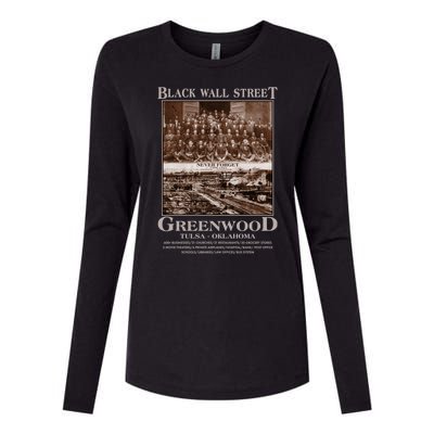 Black Wall Street Never Forget Greenwood Tulsa Oklahoma Womens Cotton Relaxed Long Sleeve T-Shirt