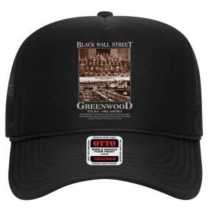 Black Wall Street Never Forget Greenwood Tulsa Oklahoma High Crown Mesh Back Trucker Hat