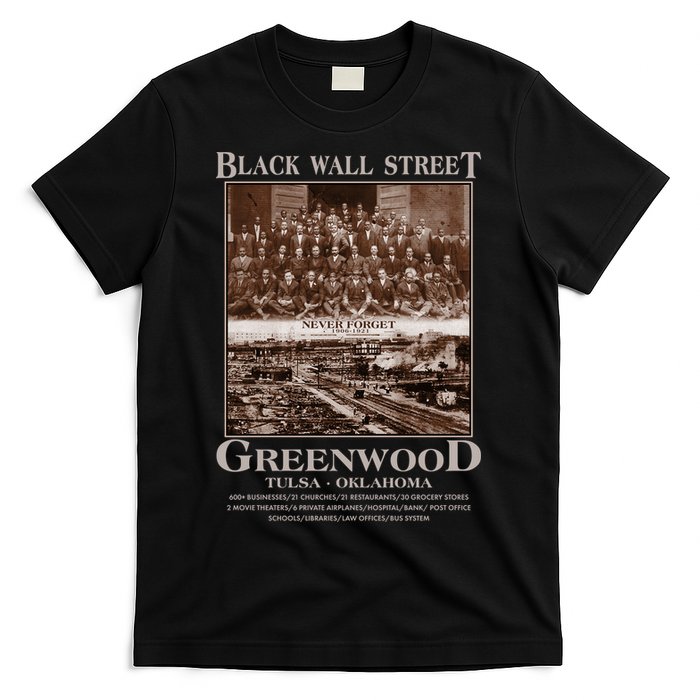 Black Wall Street Never Forget Greenwood Tulsa Oklahoma T-Shirt