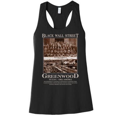 Black Wall Street Never Forget Greenwood Tulsa Oklahoma Women's Racerback Tank