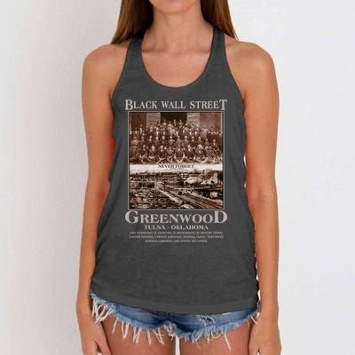 Black Wall Street Never Forget Greenwood Tulsa Oklahoma Women's Knotted Racerback Tank