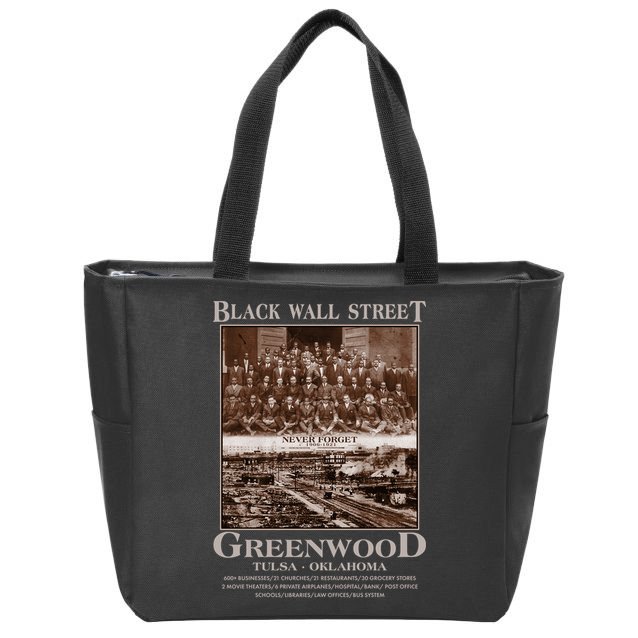 Black Wall Street Never Forget Greenwood Tulsa Oklahoma Zip Tote Bag