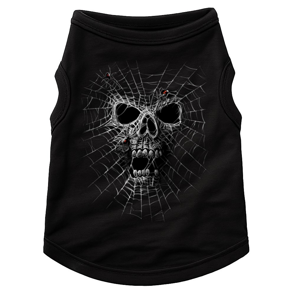 Black Widow Spider Web Skull Doggie Tank