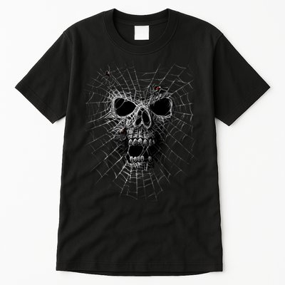 Black Widow Spider Web Skull Tall T-Shirt