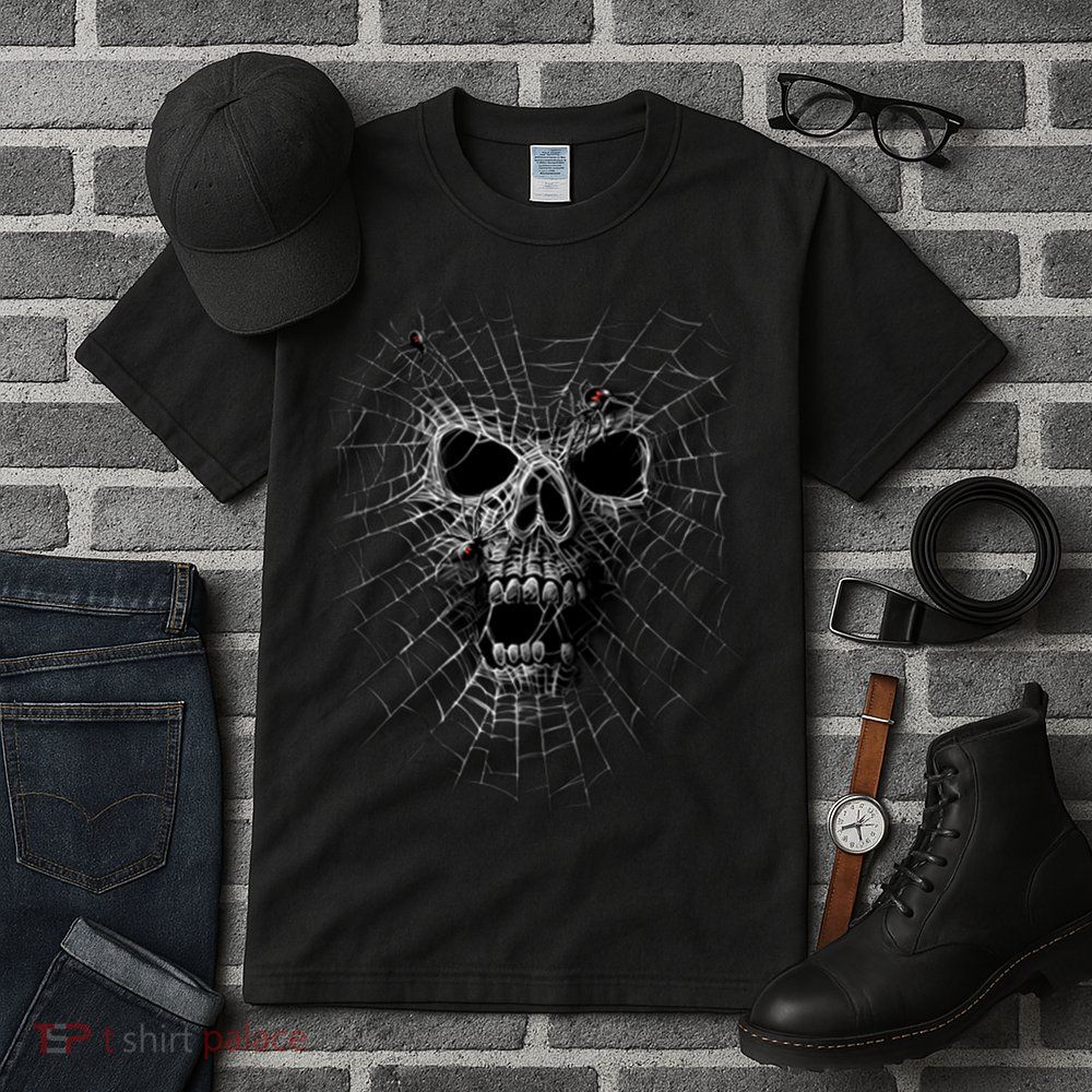 Black Widow Spider Web Skull Tall T-Shirt