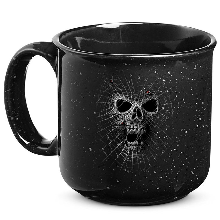 Black Widow Spider Web Skull 15oz Campfire Ceramic Mug