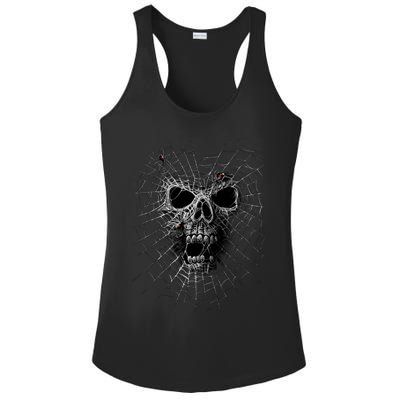 Black Widow Spider Web Skull Ladies PosiCharge Competitor Racerback Tank