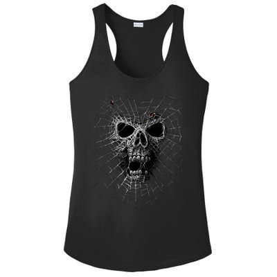 Black Widow Spider Web Skull Ladies PosiCharge Competitor Racerback Tank