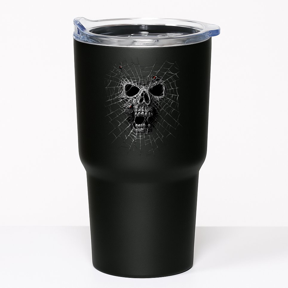 Black Widow Spider Web Skull Tumbler