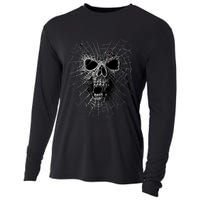 Black Widow Spider Web Skull Cooling Performance Long Sleeve Crew