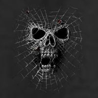 Black Widow Spider Web Skull Trucker Hat