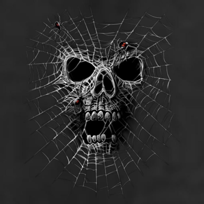 Black Widow Spider Web Skull Trucker Hat