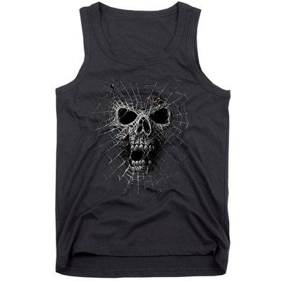 Black Widow Spider Web Skull Tank Top