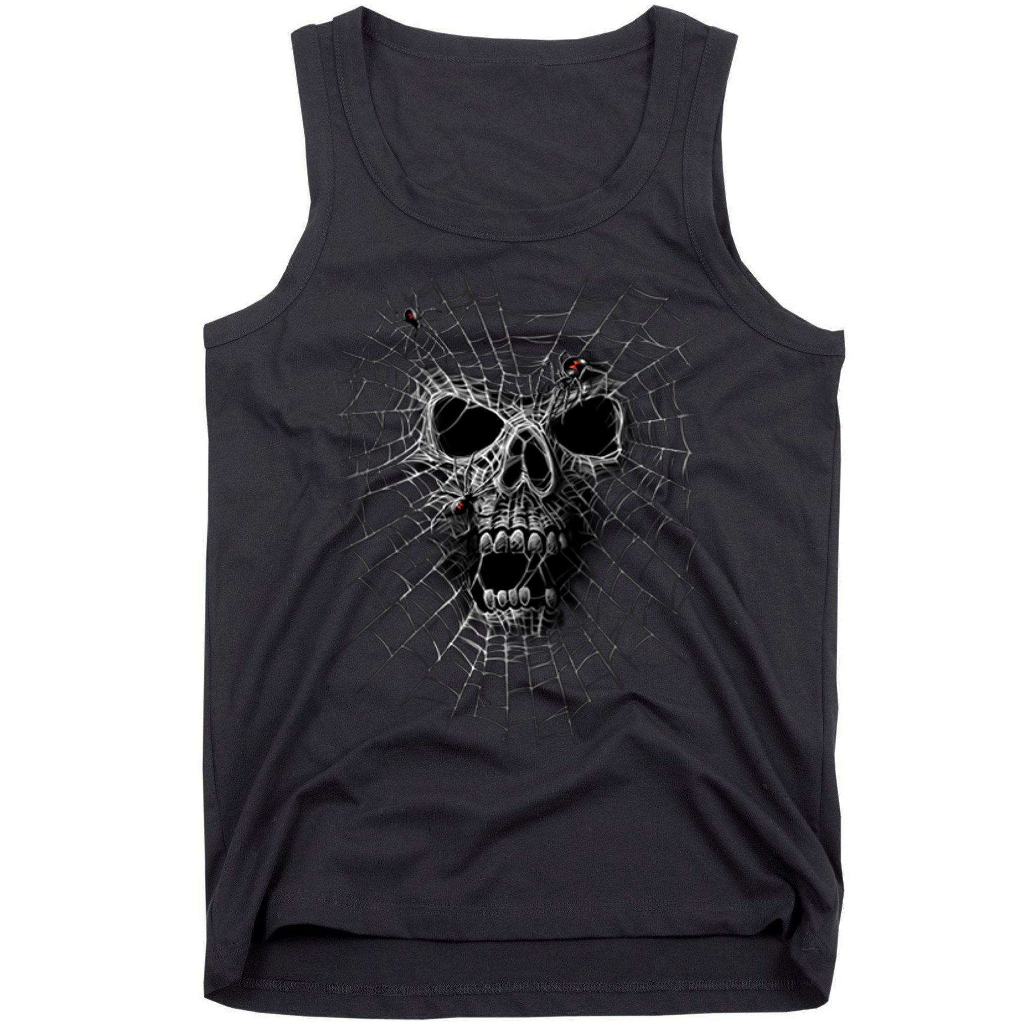 Black Widow Spider Web Skull Tank Top