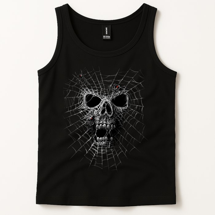 Black Widow Spider Web Skull Tank Top