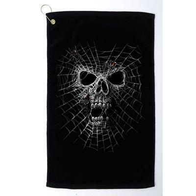 Black Widow Spider Web Skull Golf Towel