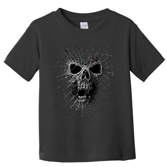 Black Widow Spider Web Skull Toddler T-Shirt