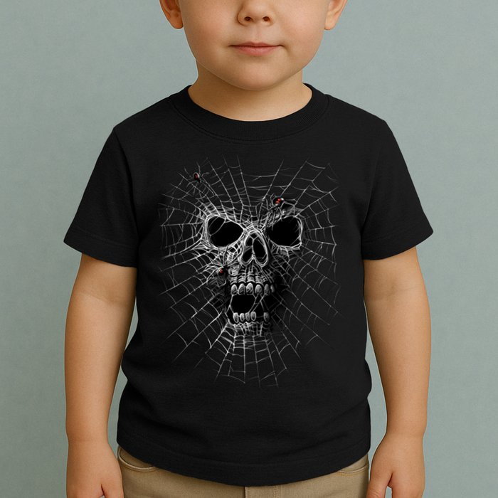 Black Widow Spider Web Skull Toddler T-Shirt