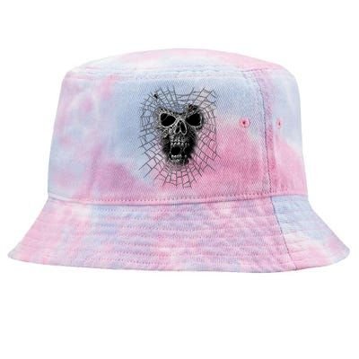 Black Widow Spider Web Skull Tie-Dyed Bucket Hat