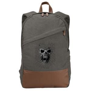 Black Widow Spider Web Skull Cotton Canvas Backpack