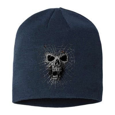 Black Widow Spider Web Skull Sustainable Beanie