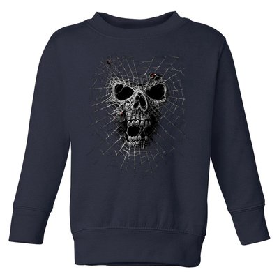 Black Widow Spider Web Skull Toddler Sweatshirt