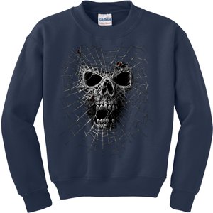 Black Widow Spider Web Skull Kids Sweatshirt