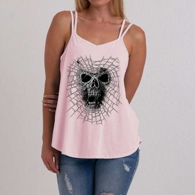 Black Widow Spider Web Skull Women's Strappy Tank