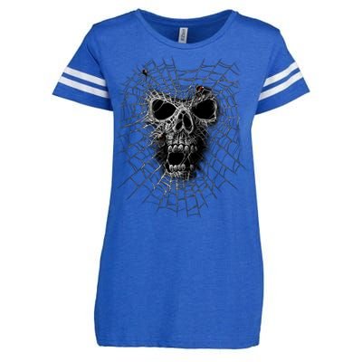 Black Widow Spider Web Skull Enza Ladies Jersey Football T-Shirt