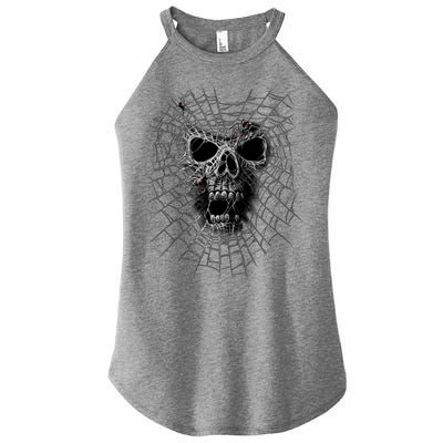 Black Widow Spider Web Skull Women’s Perfect Tri Rocker Tank