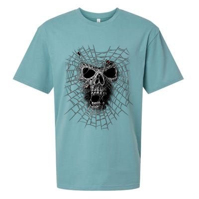 Black Widow Spider Web Skull Sueded Cloud Jersey T-Shirt