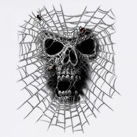 Black Widow Spider Web Skull Garment-Dyed Sweatshirt