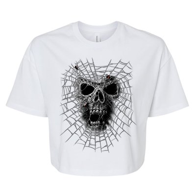 Black Widow Spider Web Skull Bella+Canvas Jersey Crop Tee