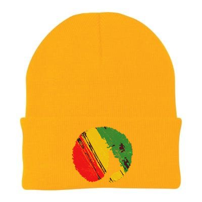 Black Woman with African Colors Afro Hairstyle Knit Cap Winter Beanie