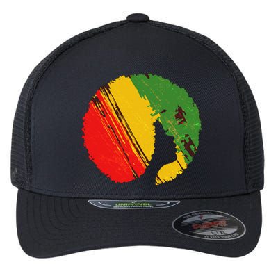 Black Woman with African Colors Afro Hairstyle Flexfit Unipanel Trucker Cap