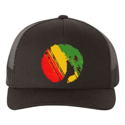 Black Woman with African Colors Afro Hairstyle Yupoong Adult 5-Panel Trucker Hat