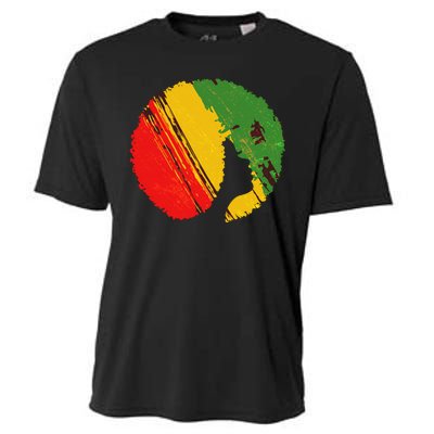 Black Woman with African Colors Afro Hairstyle Cooling Performance Crew T-Shirt