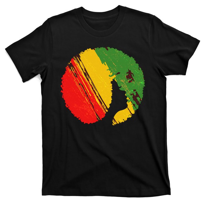 Black Woman with African Colors Afro Hairstyle T-Shirt