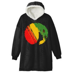 Black Woman with African Colors Afro Hairstyle Hooded Wearable Blanket