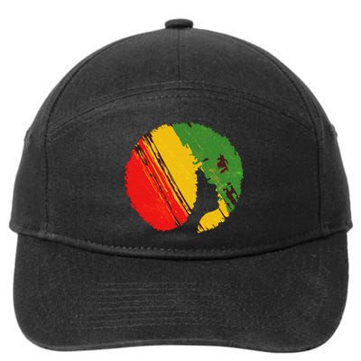 Black Woman with African Colors Afro Hairstyle 7-Panel Snapback Hat