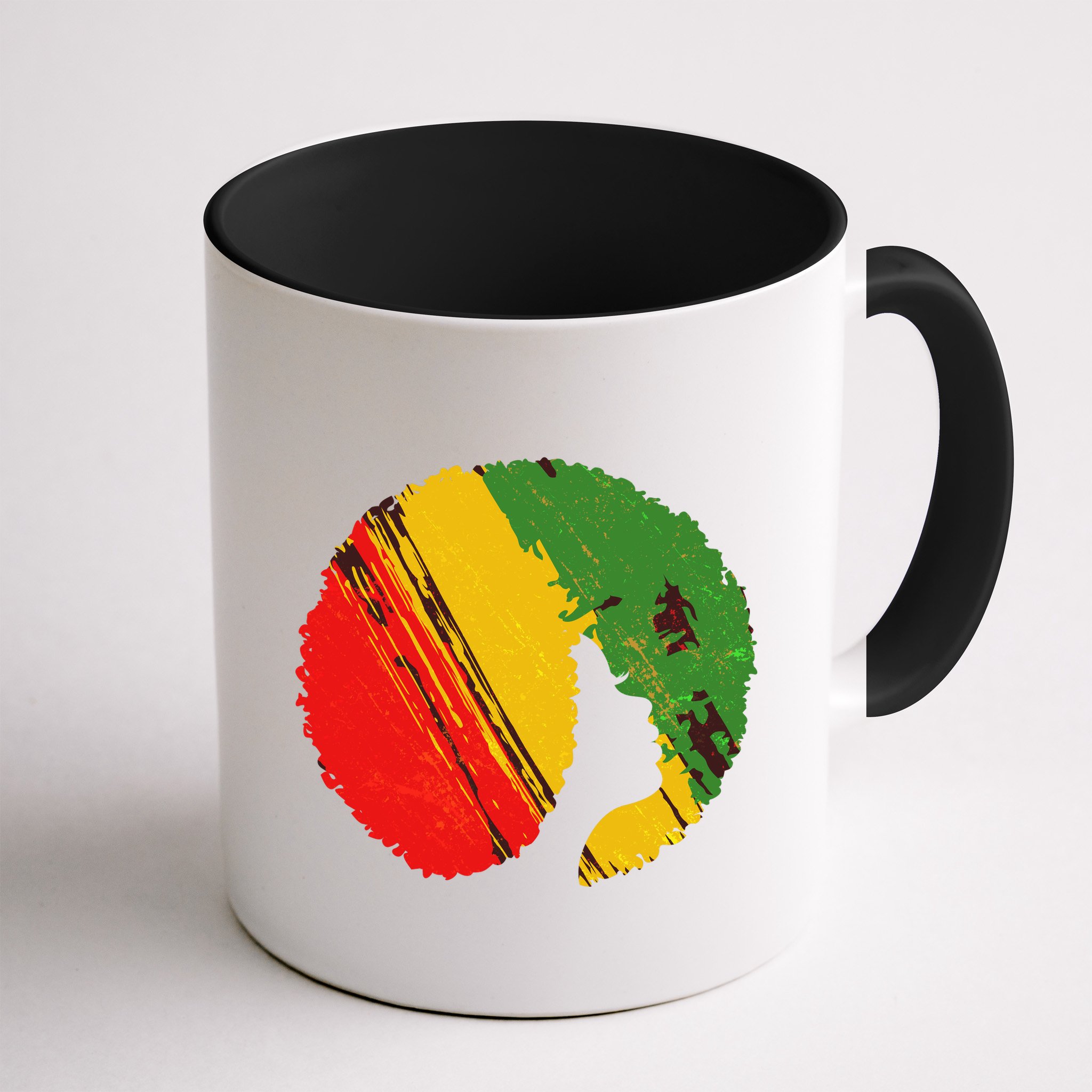 Black Woman with African Colors Afro Hairstyle Mug