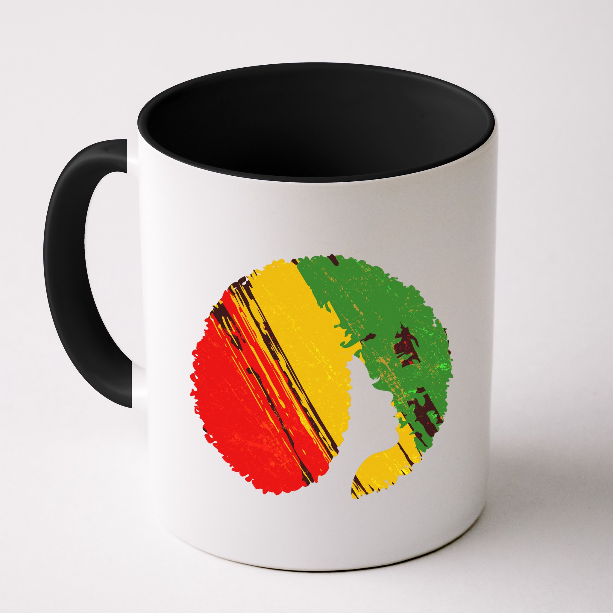 Black Woman with African Colors Afro Hairstyle Mug