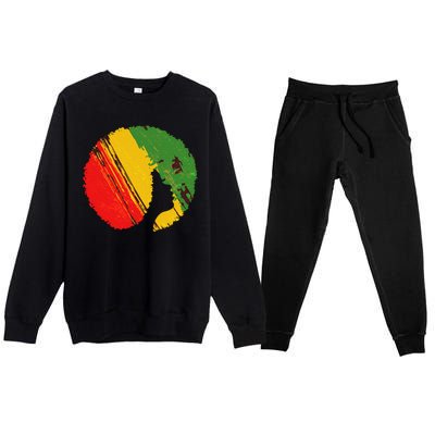 Black Woman with African Colors Afro Hairstyle Premium Crewneck Sweatsuit Set